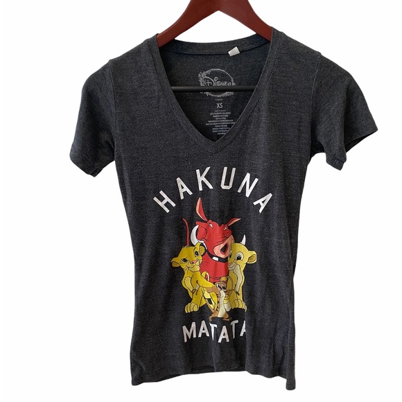 Disney Lion King Hakuna Matata Gray Shirt Vneck XS Parks Collector Simba - Picture 1 of 4